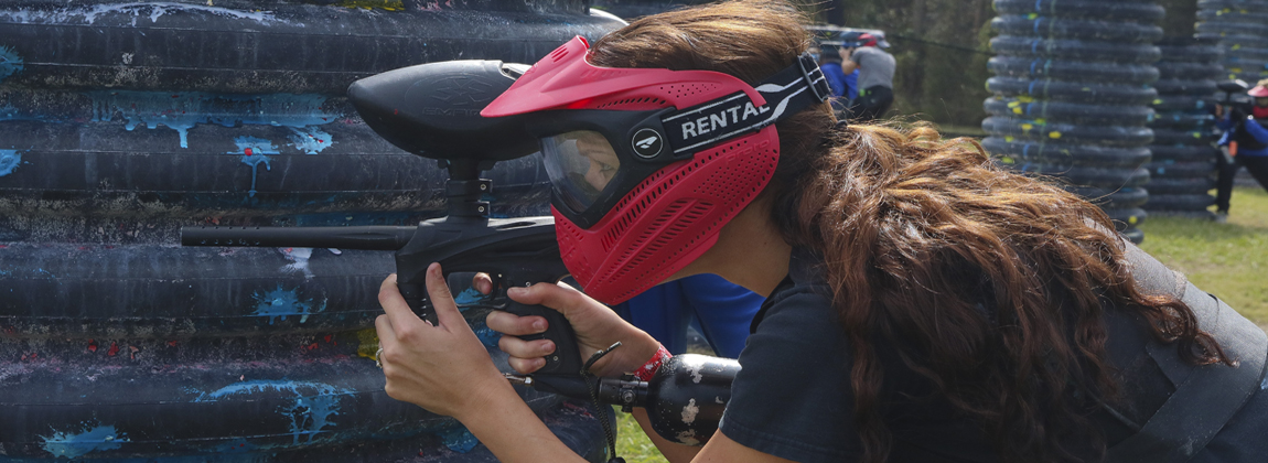 A Girl Playing Paintball At Extreme Rage Paintball Park of Fort Myers